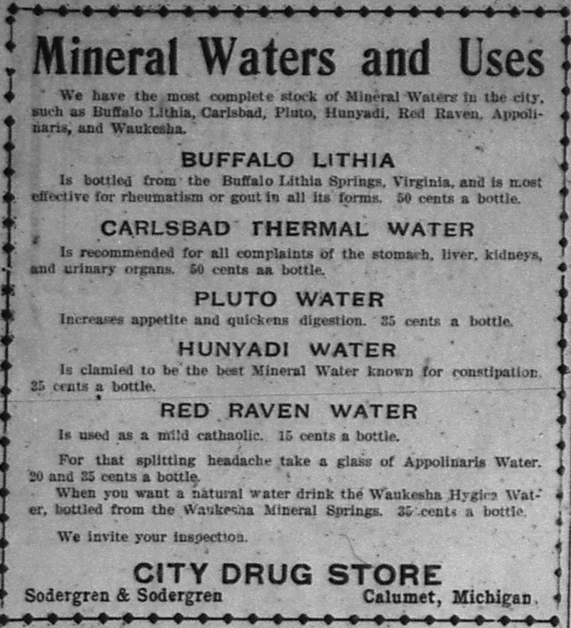 Newspaper ad - <i>The Copper Country Evening News</i>, 10 Nov 1903